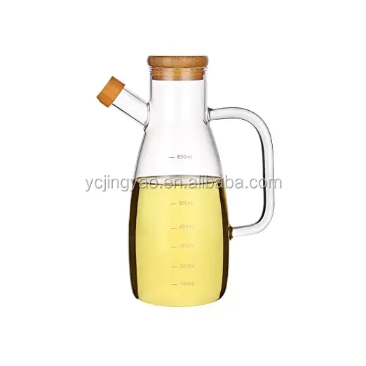 Стеклянная градуированная бутылка для масла с ручкой Бамбуковая крышка прозрачный измерительный кухонный дозатор приготовления пищи герметичный контейнер