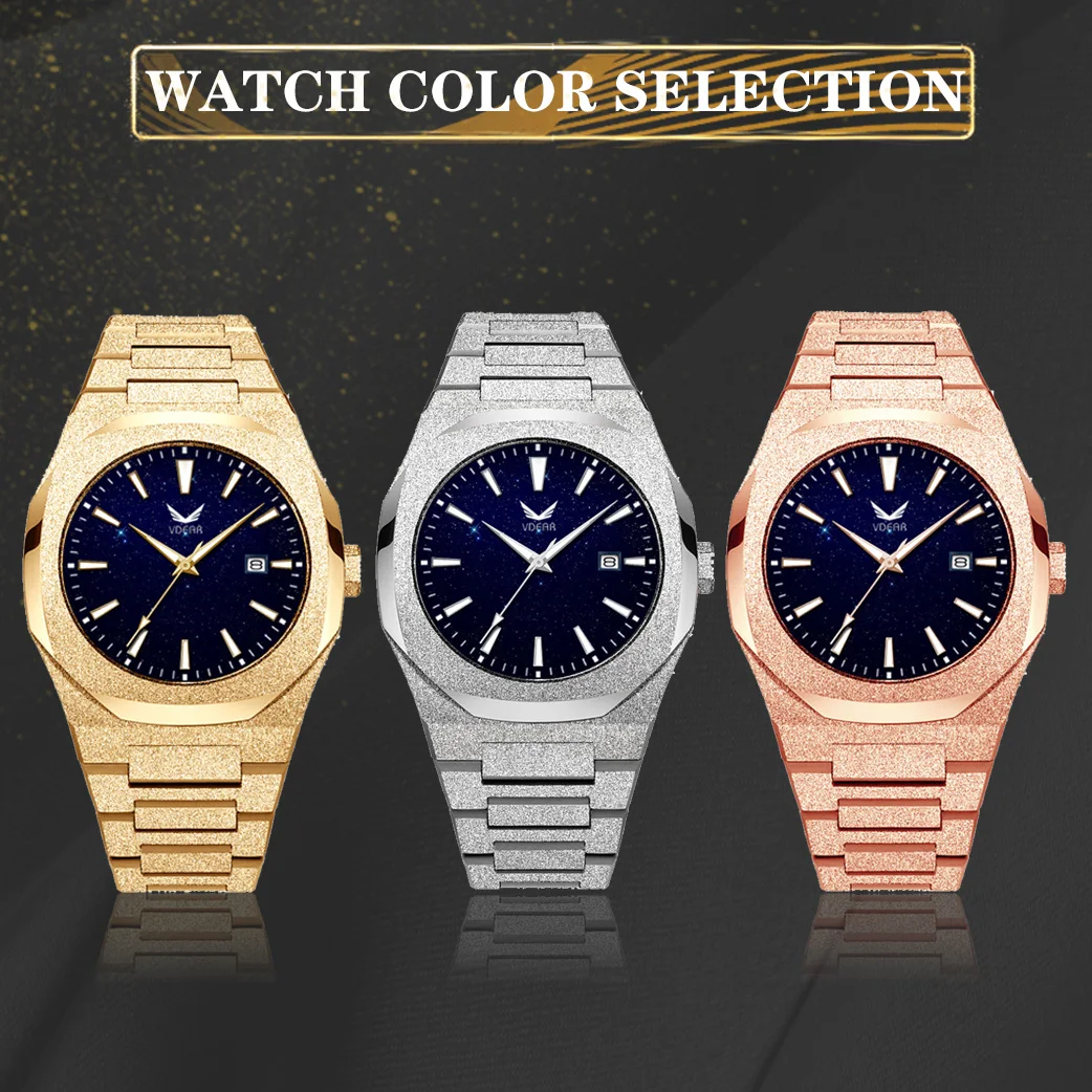 2021 fashionable customize face mens frosted star dust wrist watch water proof