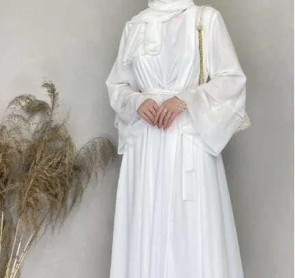 Wholesale Turkey Elegant EID Women Muslim Dress Chiffon Modest Muslim Dress Matching Hjiab Kimono Open Dubai Abaya robe cardigan