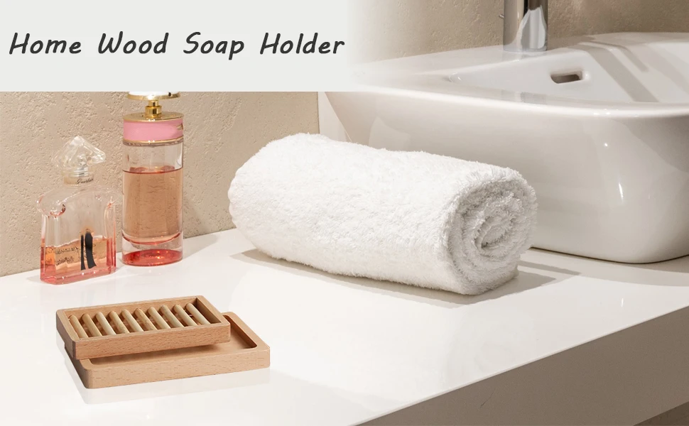 Household bamboo and wood soap box bracket, double-layer drainage soap box hand-made bathtub shower to keep soap dry.