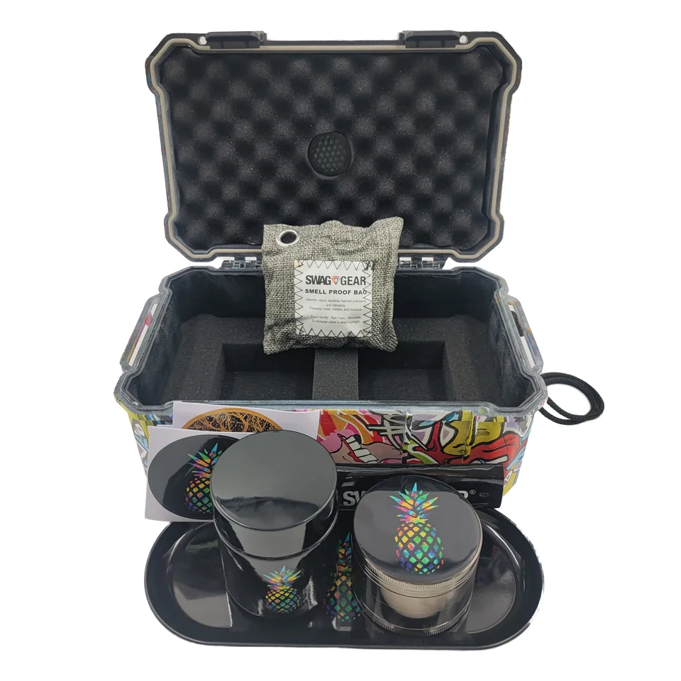 2024 luxury travel new smoking accessories box smell proof grinder kit smoking kit with custom logo