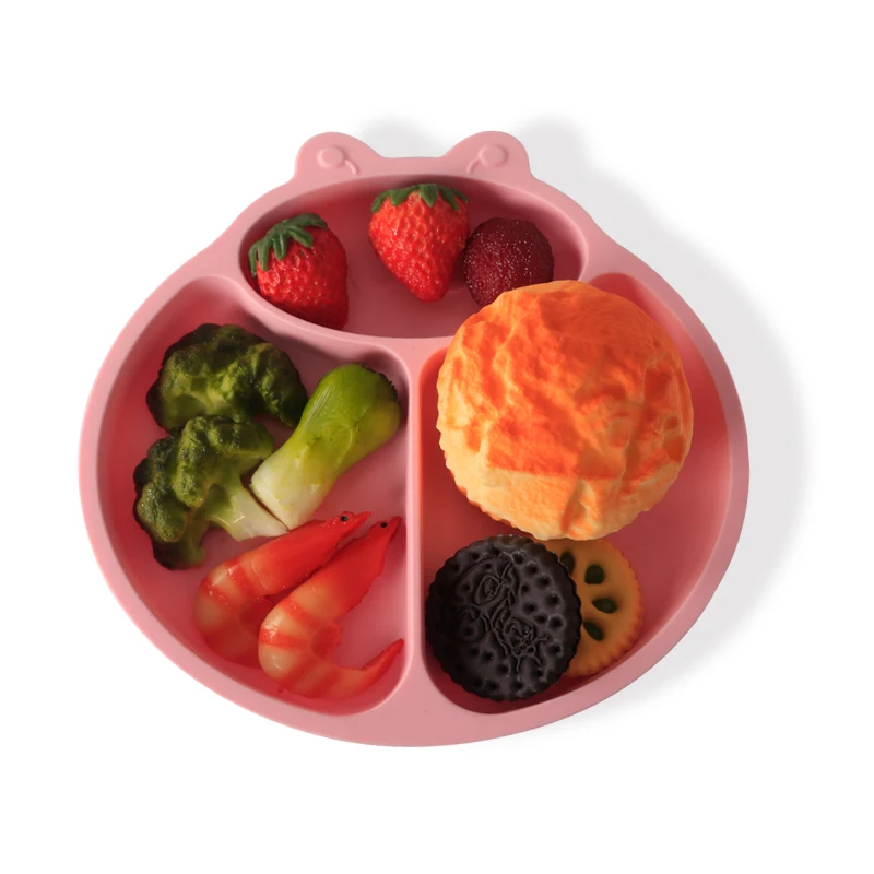 Leatchliving BPA Free Silicon Food Grade Suction Plate Ladybird Shape Custom Logo