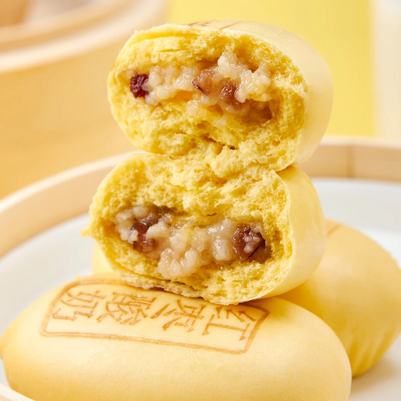 NEW Dim Sum Food Bread Stuffed Steamed Red Date Yogurt Bun Delicious Breakfast Sweet Flavor