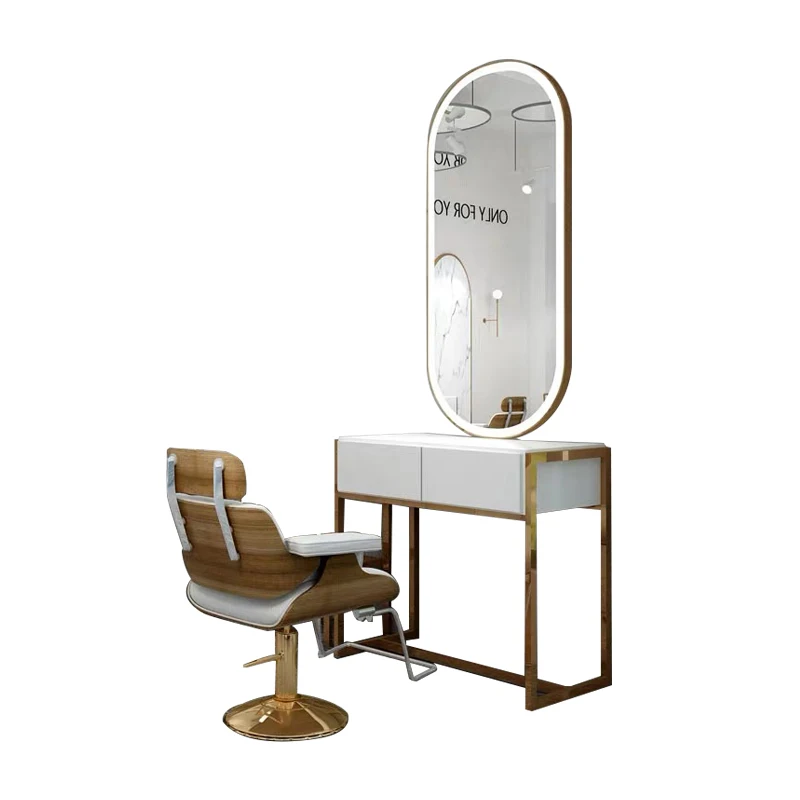 
Factory professional production salon furniture metal frame salon mirror with led light 