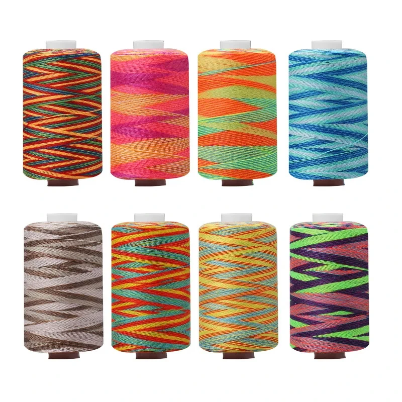 New High Quality Sewing 1000 Yards Rainbow Gradient Line Colorful Polyester Thread Suitable For Sewing Needlework