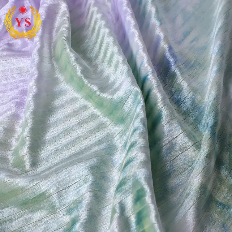 
Good quality knitted india style tie-dye 100% polyester velvet fabric for garments 