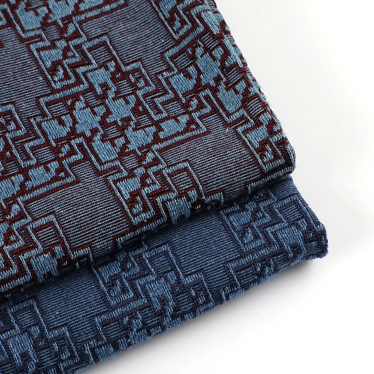 Classic Pattern Jacquard Knitting Cotton Polyester Blends Fabric Brocade Jacquard Fabric For Dress