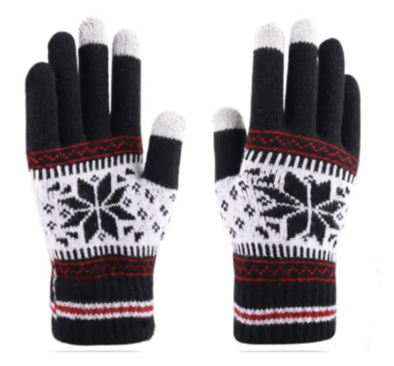 OEM Touch screen Warm Winter knitted man women fashion design jacquard logo gloves