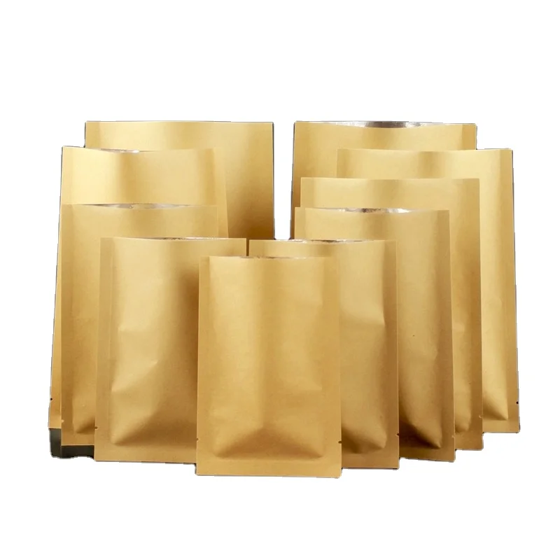 Aluminized Kraft Paper Bag Moisture-Proof Self-Sealing Plastic Gift Bag for Dried Fruit Melon Seeds Three-Sided Seal