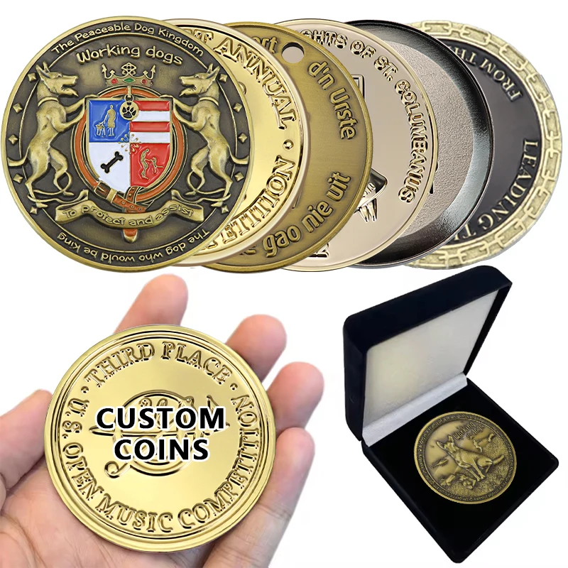 Custom Blank 2 Euro Brass Monedas Real Personalizadas Pirate Roman Moedas Copper Box Koin Collection Silver Gold Challenge Coin