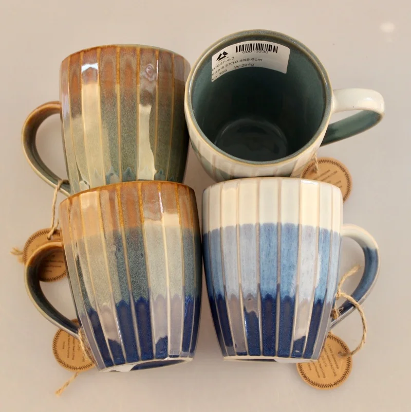 Top selling 13 oz reactive glazed ceramic coffee mug with double glazed