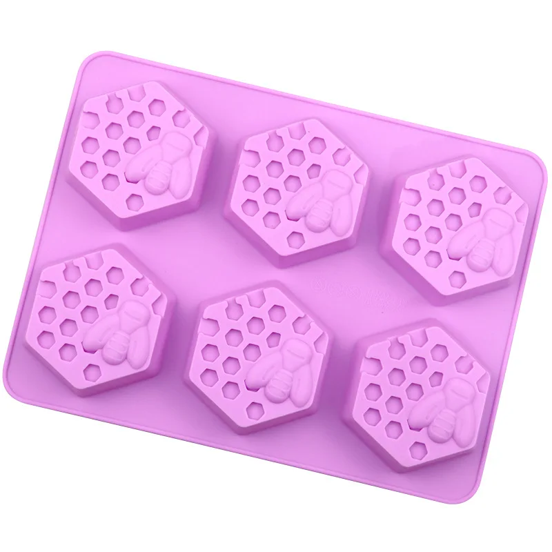 Hot selling 6 Cavity Hexagonal Honeycomb for making silicone Homemade soap mold