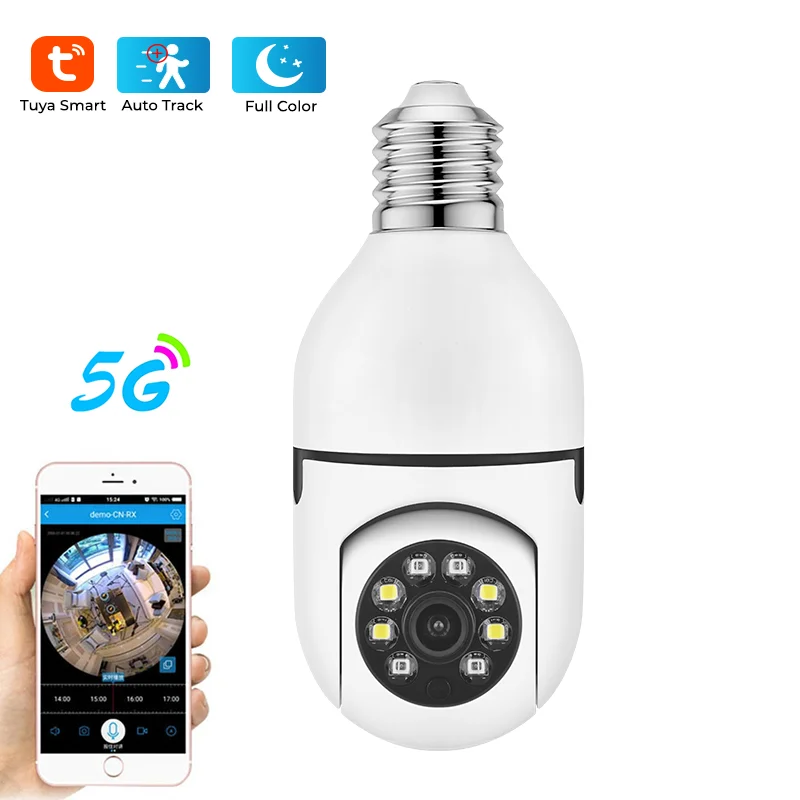 2MP motion tracking detection home security wireless light ptz camera 5g dual wifi 2 way audio 360 degree bulb ptz camera