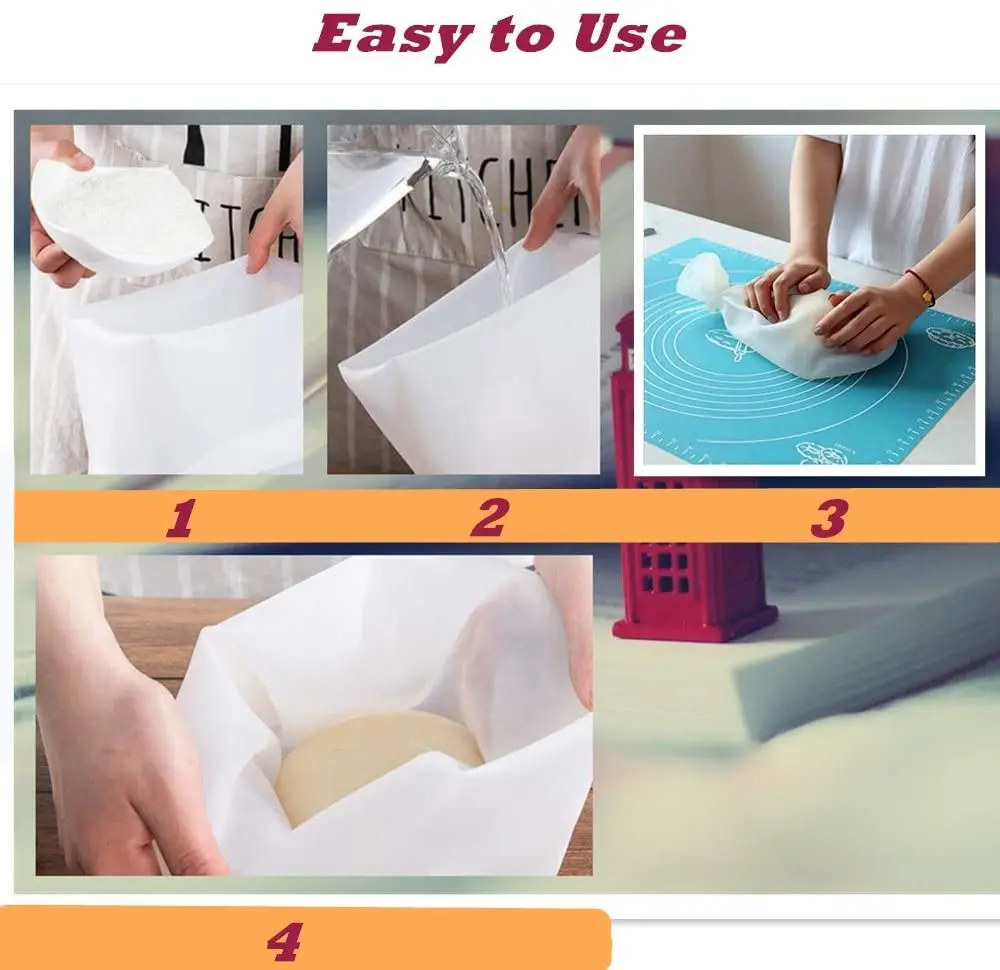 Silicone Kneading Dough Bags Versatile Dough Mixer for Bread, Pastry, Pizza & Tortilla, Flour-mixing Bag Preservation Bag