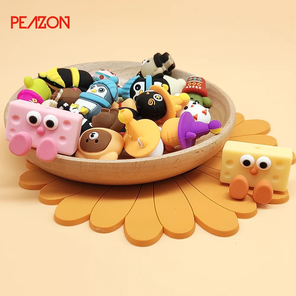 New Styles Silicone Bead Pen Manufacturer Customized Baby Chew Diy Baby Teething Character 3d Focal  Beads