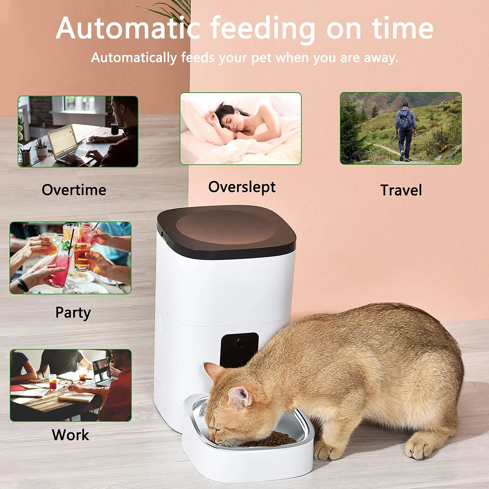 Smart Phone APP Control 2.4G WiFi Enabled 6L Automatic Pet Feeder with HD 1080P Camera