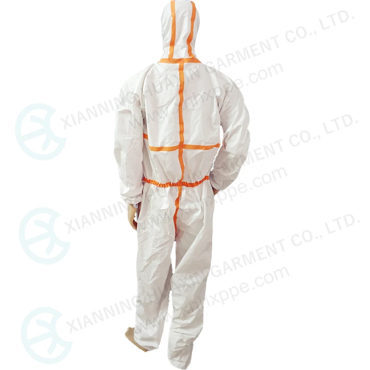 Industries/agricultural  Safety Type 5&6 Disposable Coveralls With orange tape