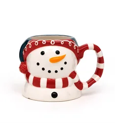 Wholesale 3d mug Snowman Ceramic  Porcelain christmas mugs ceramic 3d mug in santa design