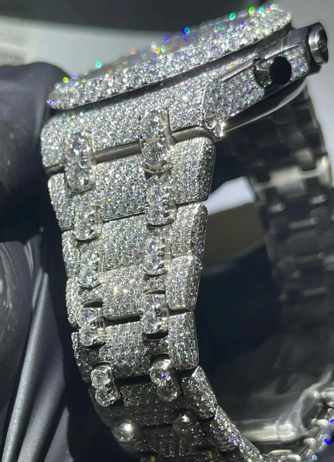 Bust down watch Full Iced out Diamond Watch Steel Body Moissanite Diamond Wrist Watch Handmade Iced Out Diamond Jewelry
