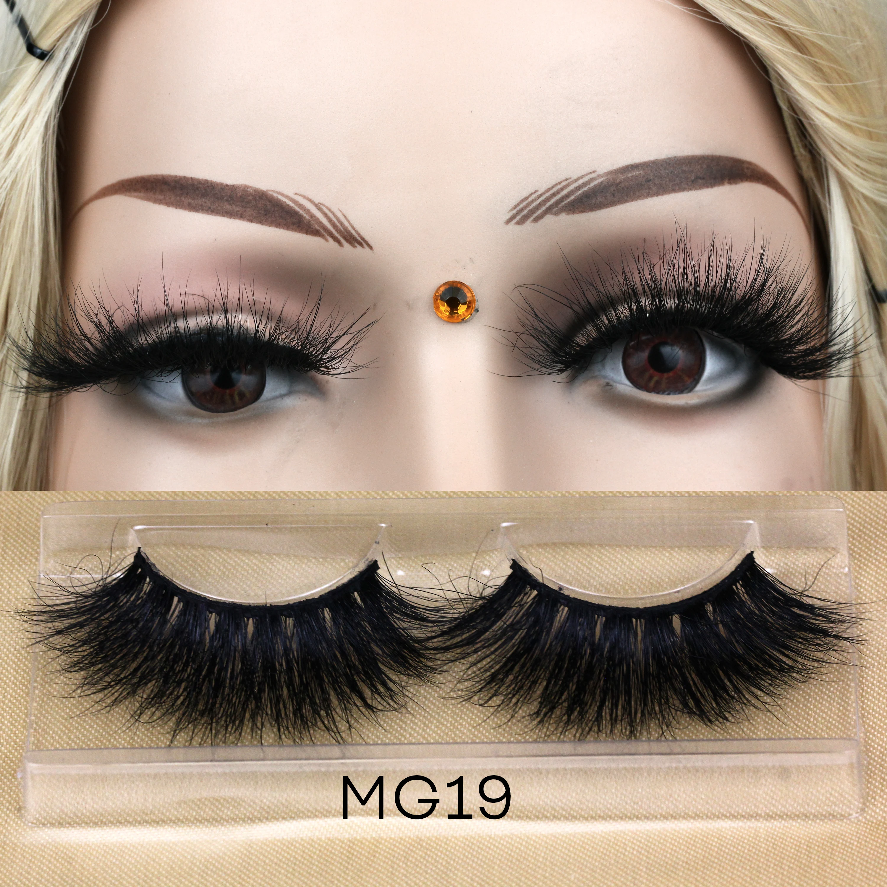 MG19 Mink lashes wholesale mink lash strips 25mm private label 3D natural fluffy fluffy mink lashes