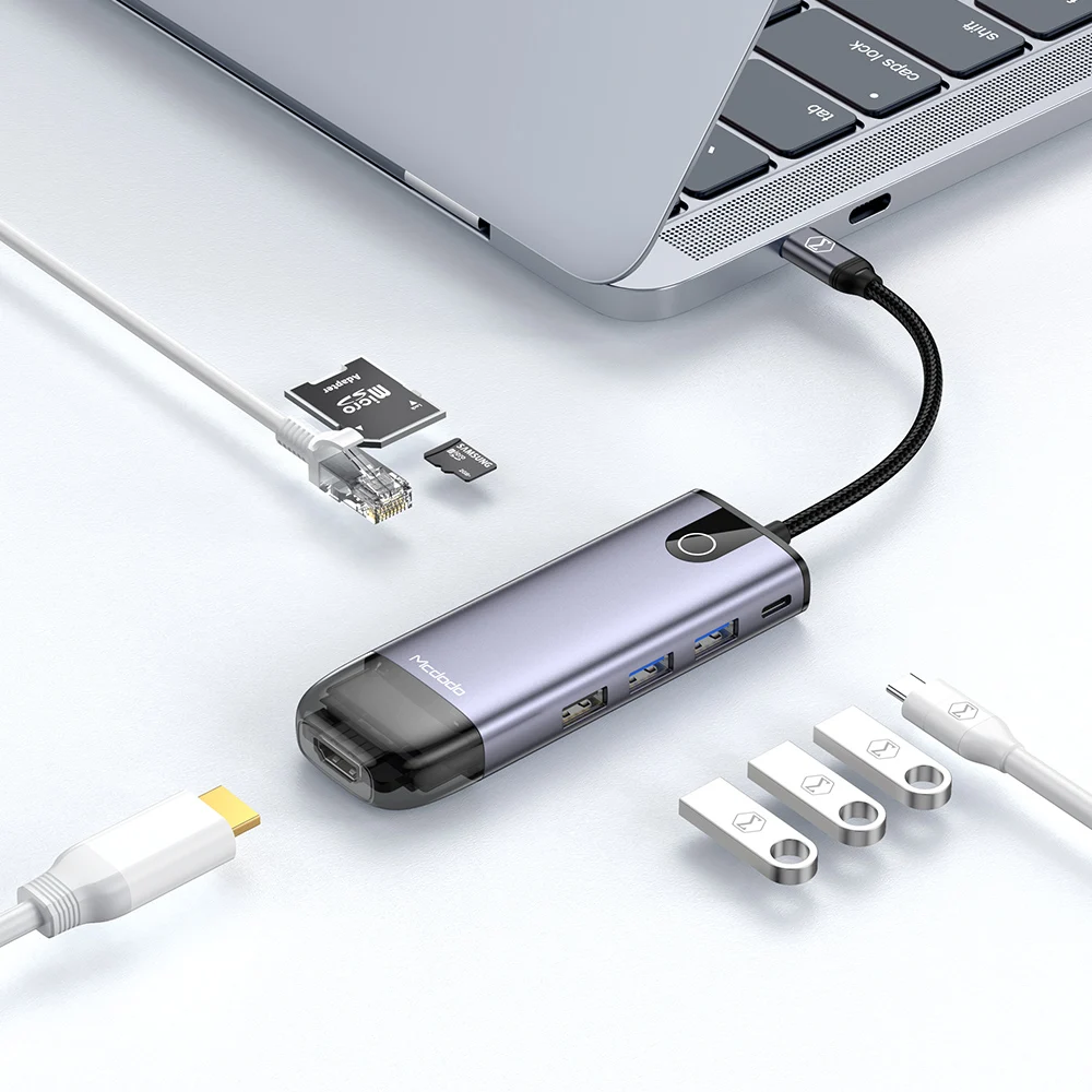 Кардридер Mcdodo для SD TF карт OTG адаптер зарядное устройство двойной USB Type C концентратор Macbook