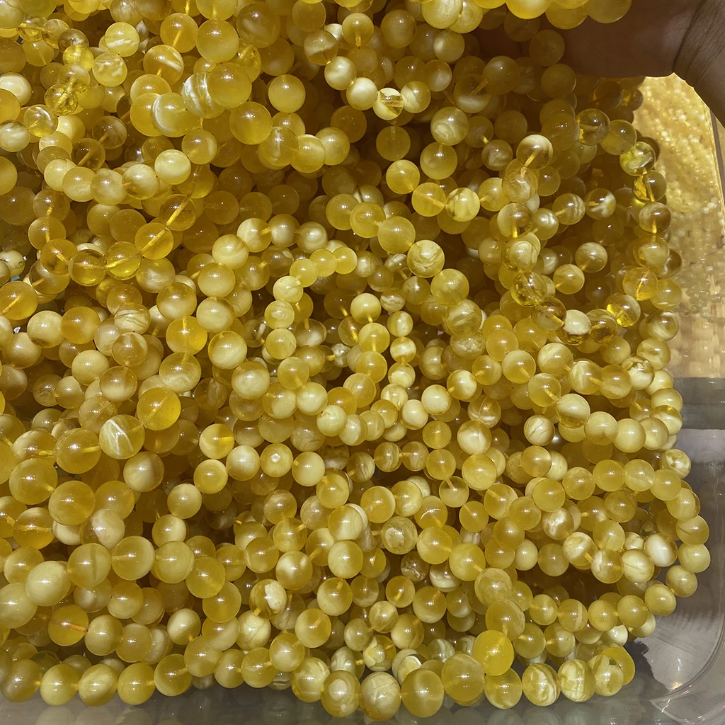 Natural amber Baltic Russia high quality gold white amber cheap amber Muslim prayer beads Amber Beads Bracelet rosary