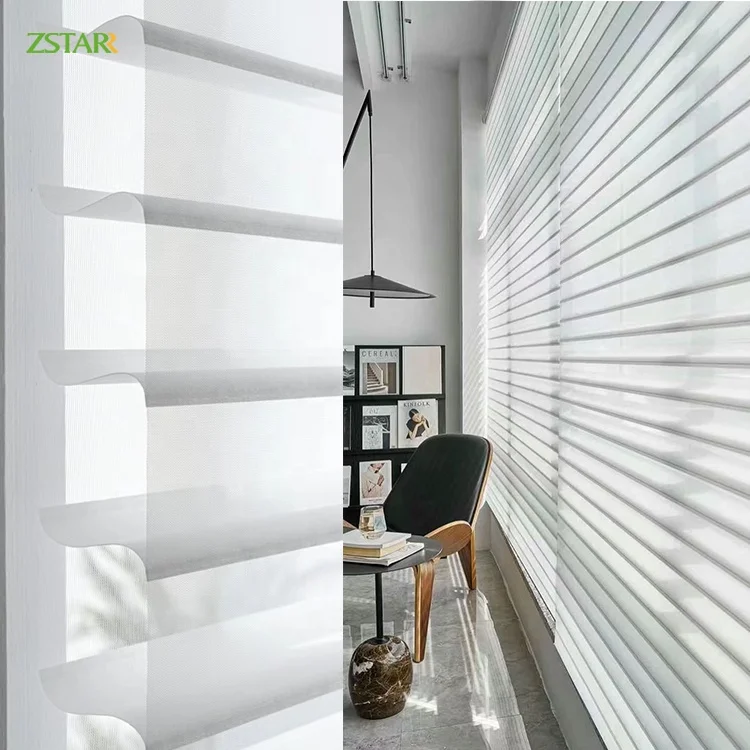 ZSTARR Shangri-la Blinds Serenity Sheer Shade Electric Motorized Triple Roller Shades Luxury Blinds Shangrila Blinds