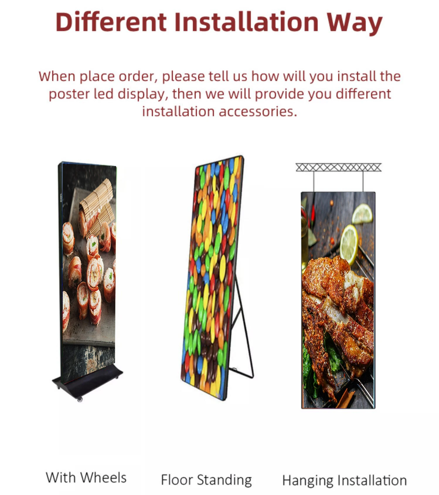P1.25 P1.53 P1.86 P2.5 Commercial Ads Screen Led Advertising Player Wall Mount Media Player Poster Digital Signage And Displays