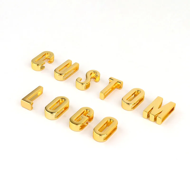 Manufacture 8mm Alloy Small Charm Letter Nickel-Free Bag Accessories Brand Logo Metal Letters For Leather Bags And Clothing
