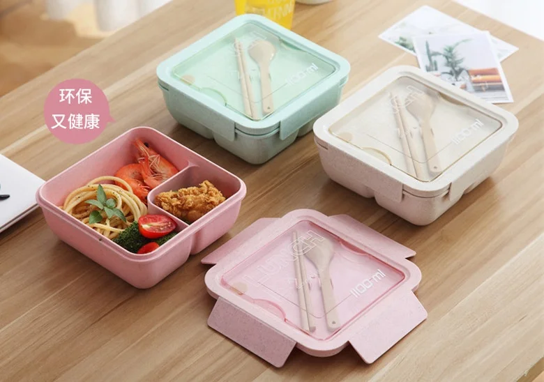Microwavable Bento Boxs  Wheat Straw Lunch Box for Kids Portable Lunch Box Tiffin