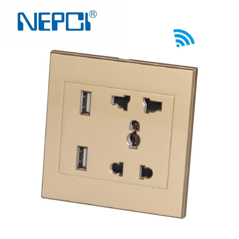 Usb настенная розетка с переключателем AC 240V 10A Тип разъема для зарядки: USB 5V 2.1A 86*86 белого и золотистого