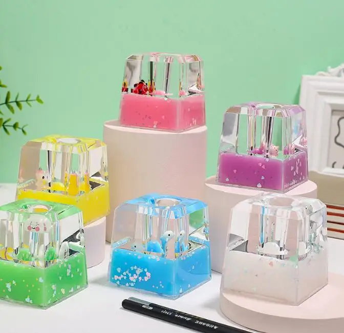 Square cartoon penholder jelly color emulsion hourglass office desktop penholder