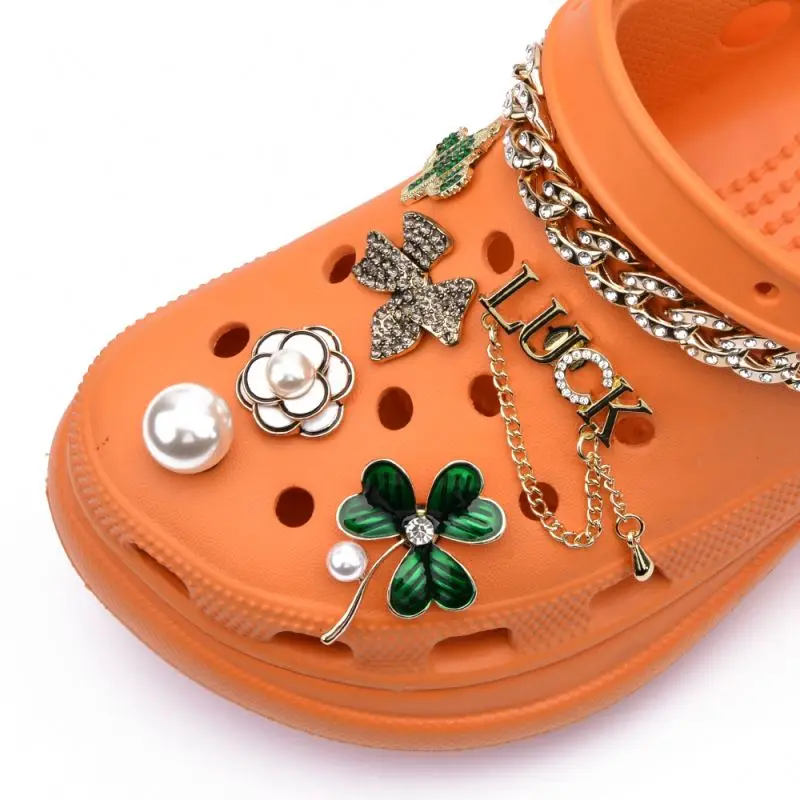 50% discount Wholesale custom rhinestone  metal bling shoes  for decoration clog shoe charms