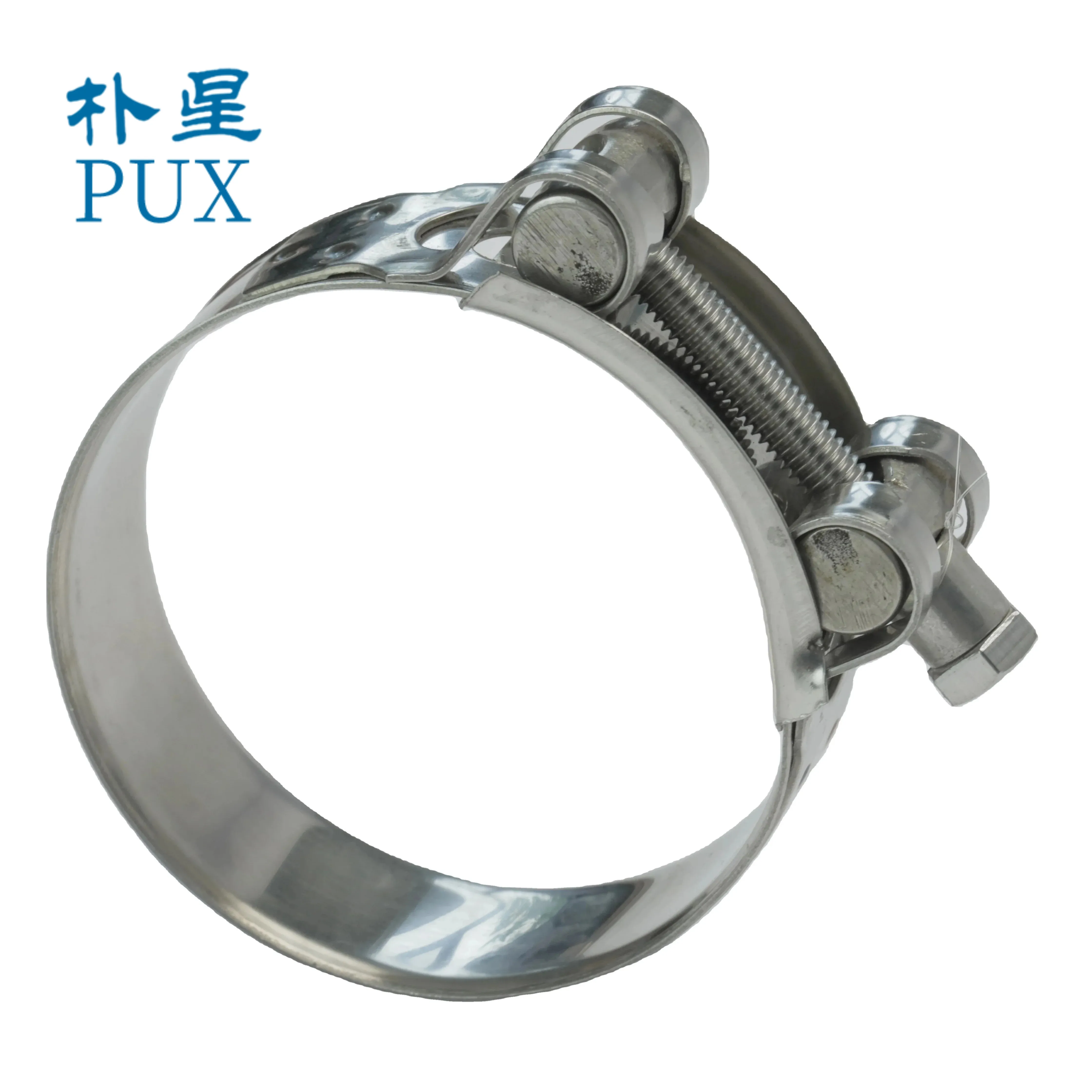 Factory Customized  Stainless Steel Single Head Solid Strong Heavy Duty T-Bolt Hose Clamp for exhaust Pipe