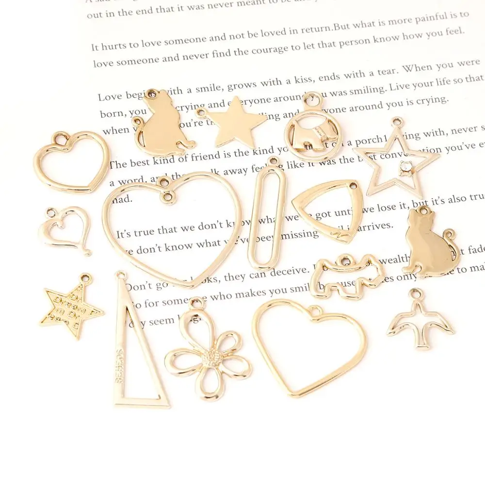 8-10 шт./лот смешанные формы сердце цветок звезда полые треугольные животные Круглые Подвески шармы Ювелирные изделия фурнитура для «сделай сам» серьги материал