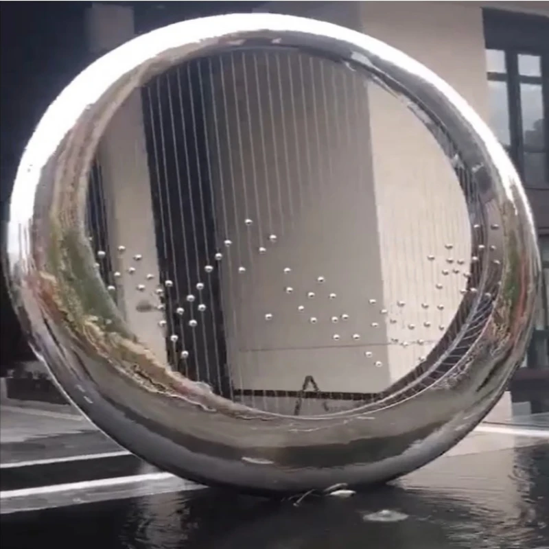 Outdoor annulus water fountain statue stainless steel ring water fountain sculpture