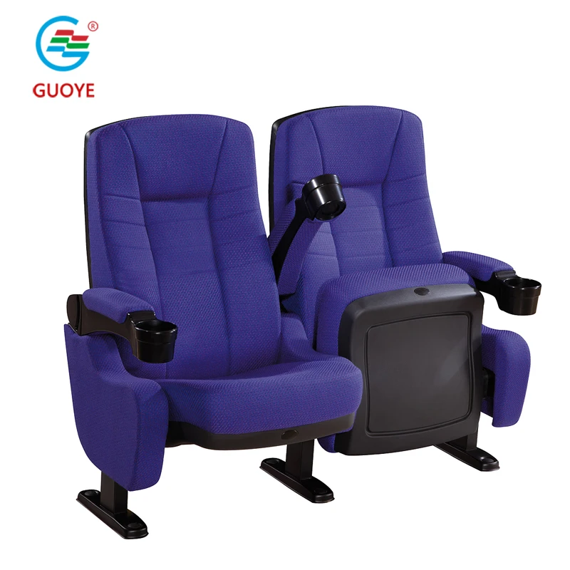 Luxury Movie Theatre Chairs with Armrest Cupholders Foldable Fabric Seating for Cinemas & Halls Conference Room Lecture