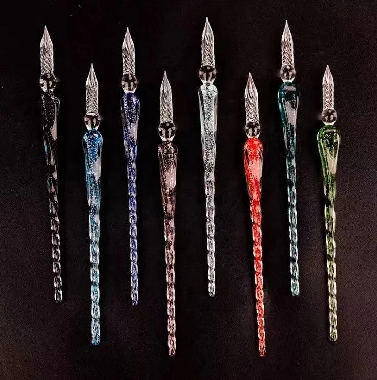 yihuale Crystal Glass Dip pen 12 Colors Ink Crystal Vintage Glass Dip Pen