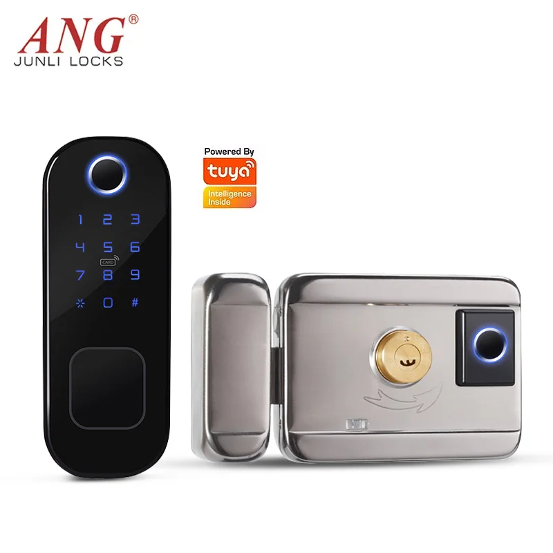 Smart Double Side Fingerprint Door Lock Remote Control High Security Key Tuya Digital Door Lock