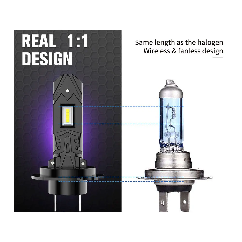 H7 LED Headlight Fanless 2023 Car Light For VW Passat Golf 7 Polo Audi A4 B8 B6 A3 8P Q7 Mazda 5 3 BK CX7 6500K H7 CSP Mini