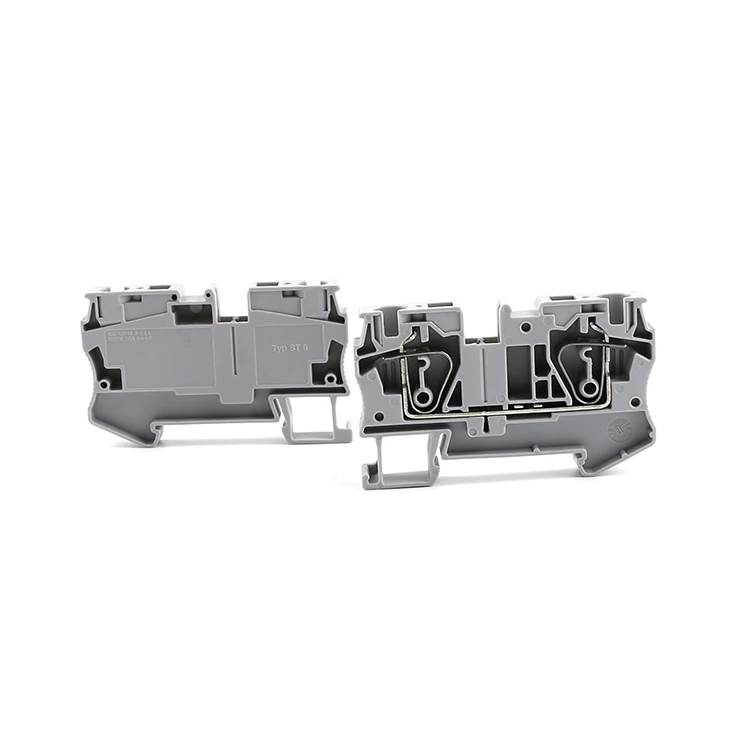 ST 6 AC DC Quick Wire Connector Push-in Feed Throuh Screwless Electrical Din Rail Mount Spring Cage Terminal Blocks
