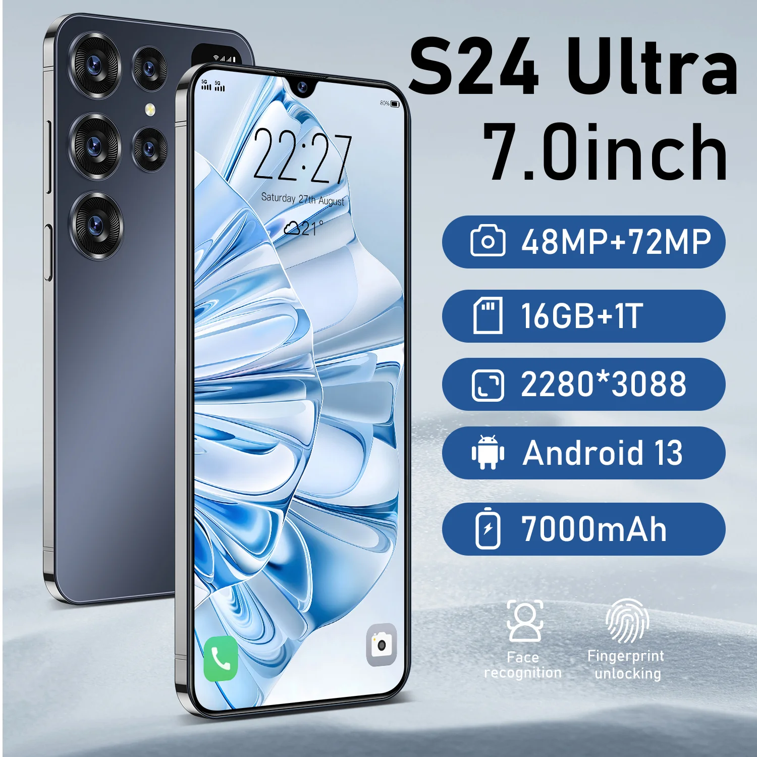 Cellphone Original S24 Ultra 16GB+512GB Smartphone 7inch Unlocked dual card 5G Phones Android 13.0 Mobile phones