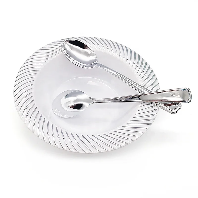 Eco-friendly Silver Party Tableware Disposable Plastic Cutlery Knife Spoon Fork