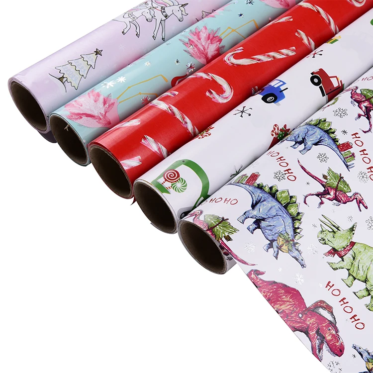 
76.2cmx3.65m Gift Cartoon Style Wrapping Paper Roll Wood Pulp Greaseproof Virgin for Wedding Birthday Holiday Baby Shower Kids 