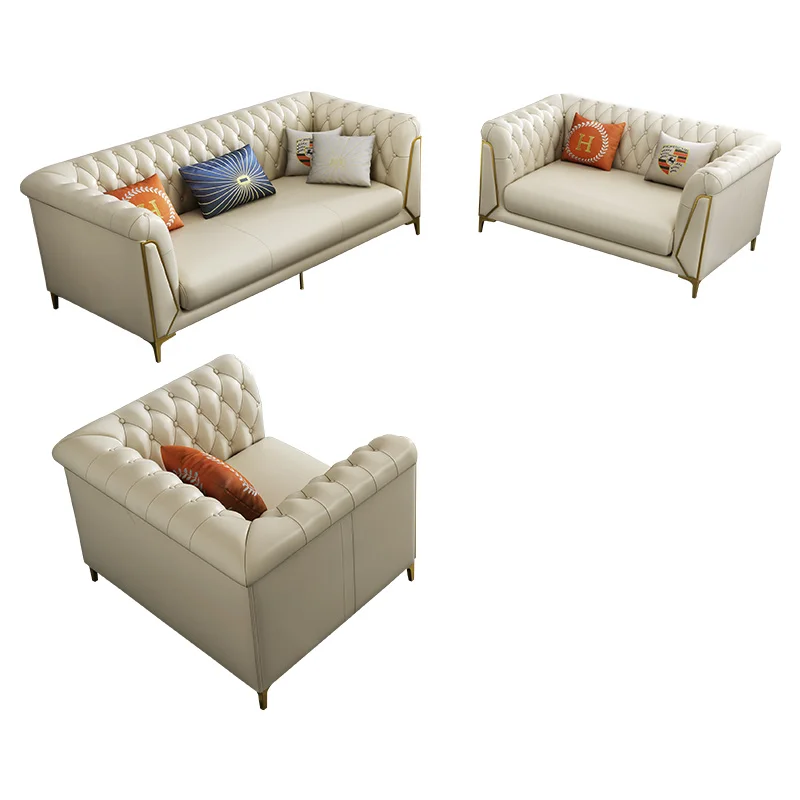 Comfortable Modern European Style Corner 1 2 3 Seater Leather Sofa