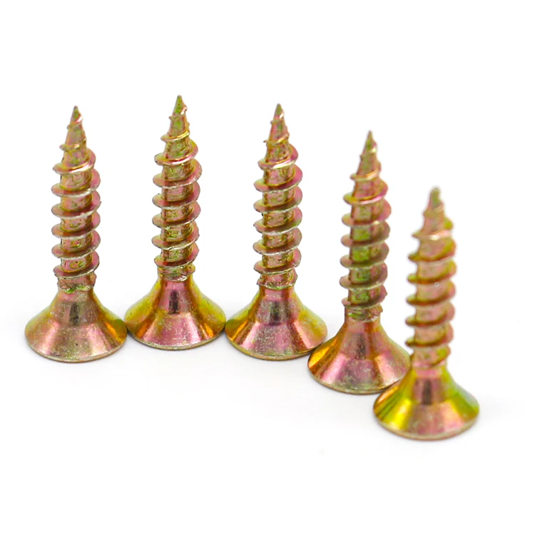 High Quality Din7505 Yellow Zinc Plated Metal Tapping Screw 40mm 3.5x50 Chipboard Screw Wood 4x28mm