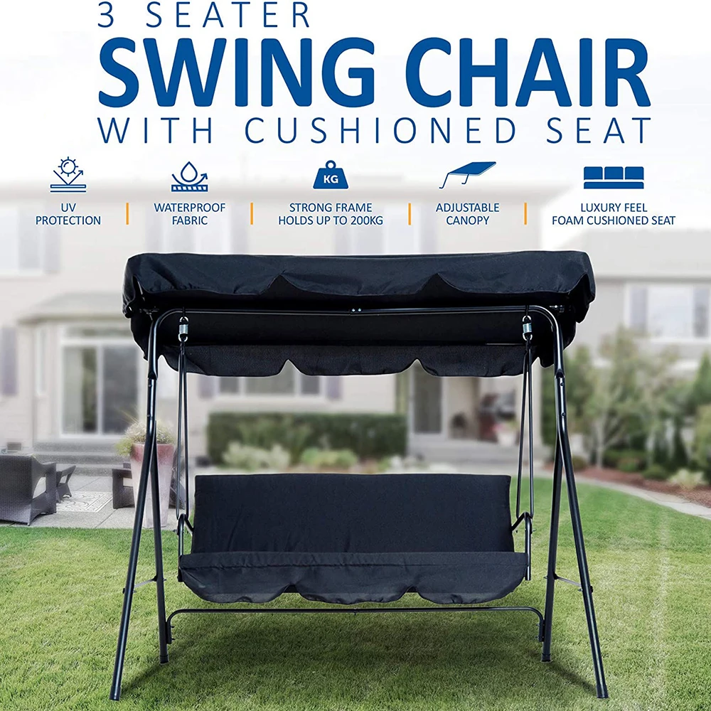 Garden Beach Hanging Chair Outdoor Swing Seater Bed with Adjustable Canopy