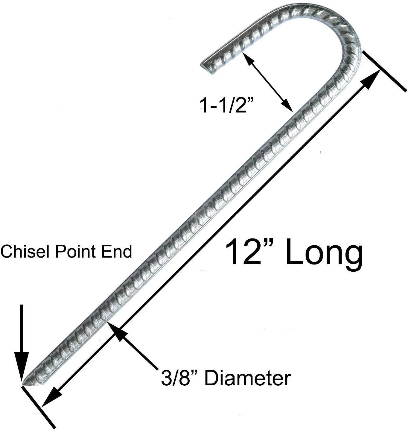 20 inch height Galvanized Steel J Hook Anchor Ground Stakes rebar stake peg For Dog Kennels