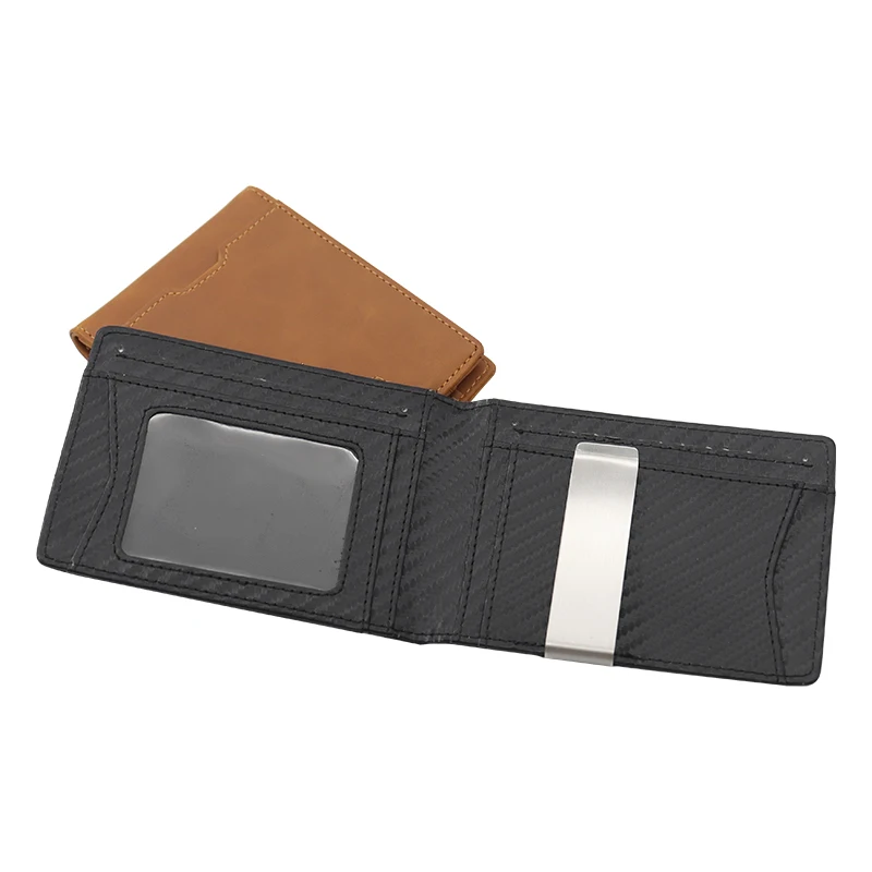 OEM/ODM Designer leather money clip wallet slim bifold card holder leather money clip