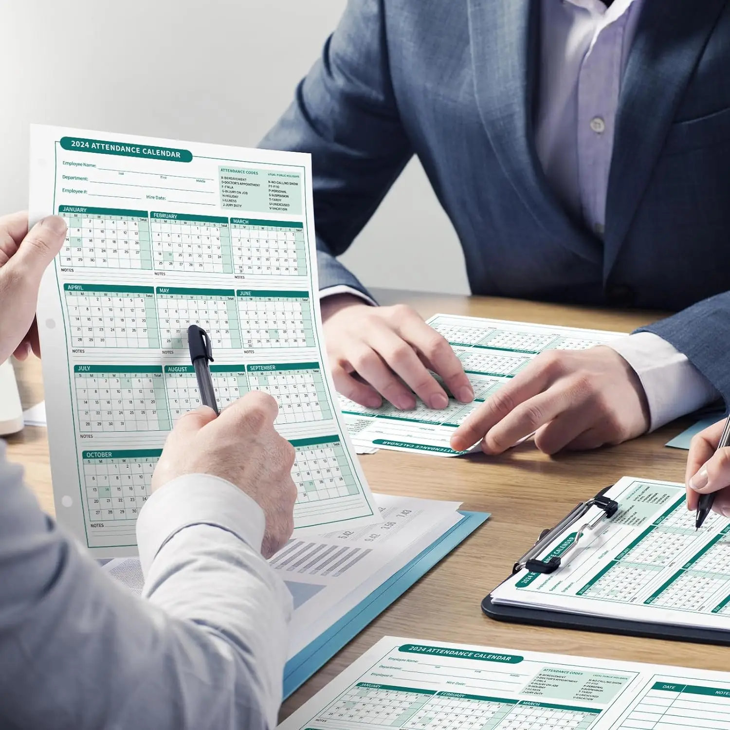 calendar card Special attendance for English card paper work attendance card Attendance Sheets for 3 Hole Binder Employee Record